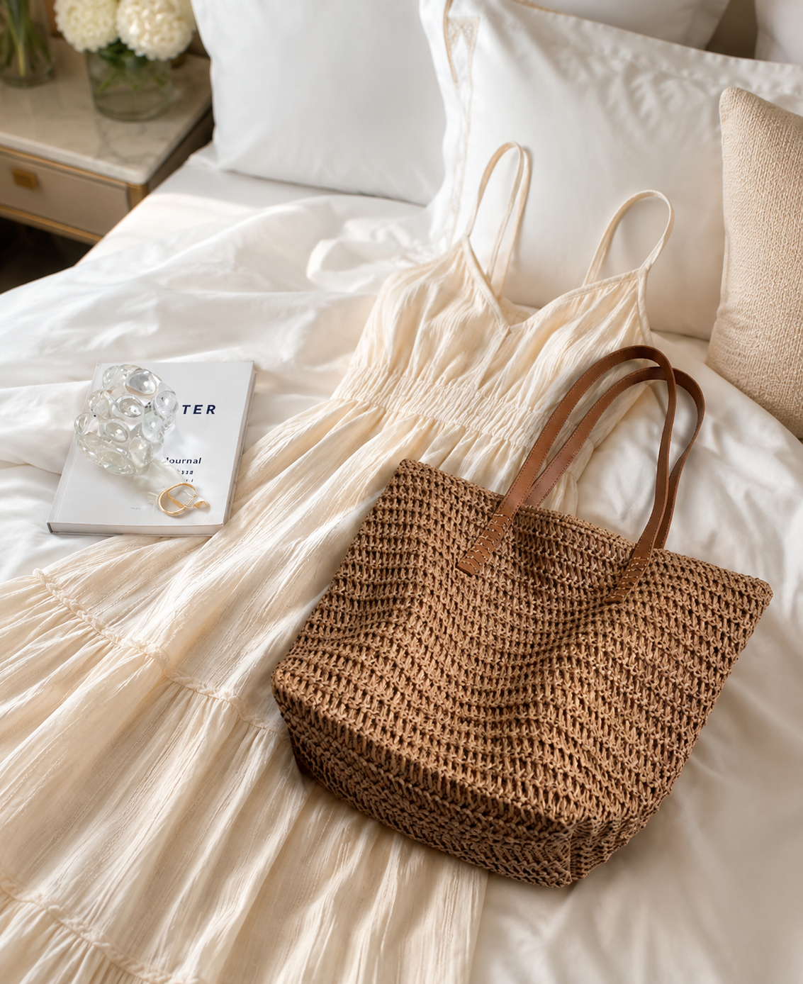 Coastal Woven Tote Bag | Women's Straw Beach Shoulder Bag