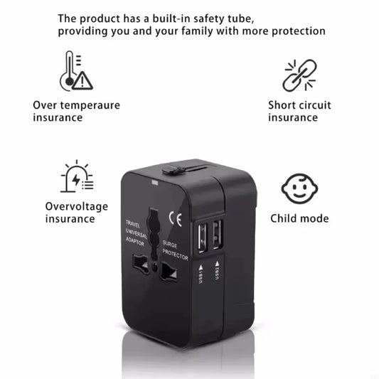 Universal Travel Adapter with Dual USB Charging Ports