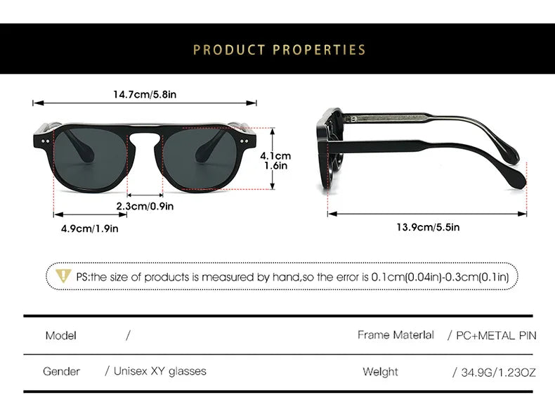 2026 New round Pin Detail Sunglasses - Acetate Frame with Rivets, Cool Street Style Ins Trendy Shades for Men & Women