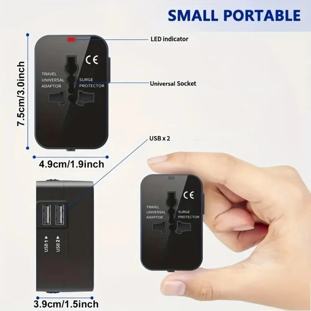 Universal Travel Adapter with Dual USB Charging Ports