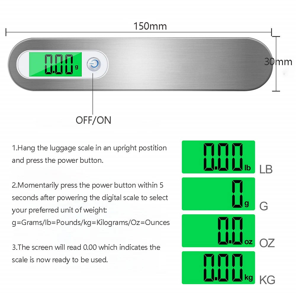 LCD Digital Luggage Scale 50Kg X 10G Portable Electronic Scale Weight Balance Suitcase Travel Bag Hanging Steelyard Hook Scale