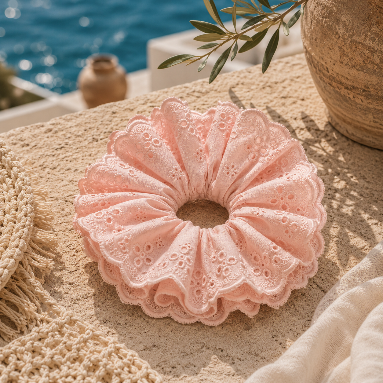 Solid Four-Layer Lace 6.3In Large Scrunchie for Women Girls Sweet Hair Ornament Hair Tie Hair Band Elegant Hair Accessories