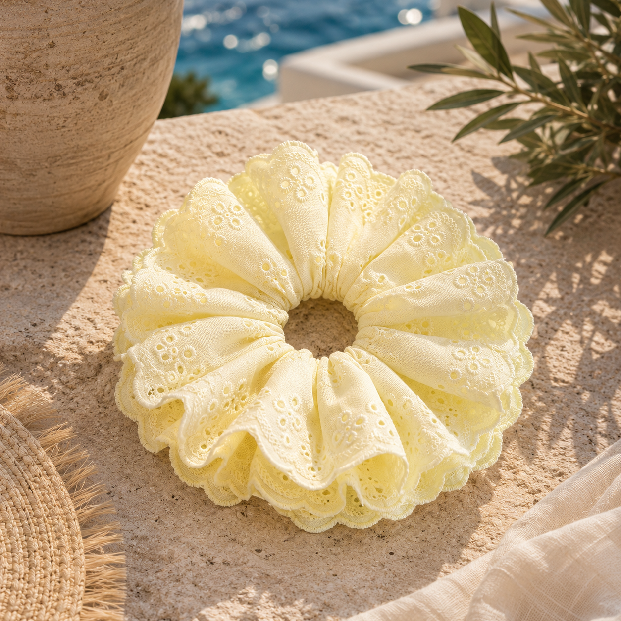 Solid Four-Layer Lace 6.3In Large Scrunchie for Women Girls Sweet Hair Ornament Hair Tie Hair Band Elegant Hair Accessories