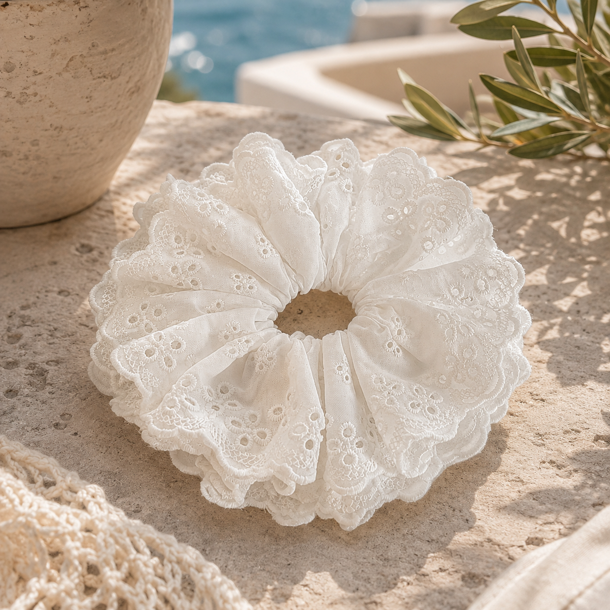 Solid Four-Layer Lace 6.3In Large Scrunchie for Women Girls Sweet Hair Ornament Hair Tie Hair Band Elegant Hair Accessories
