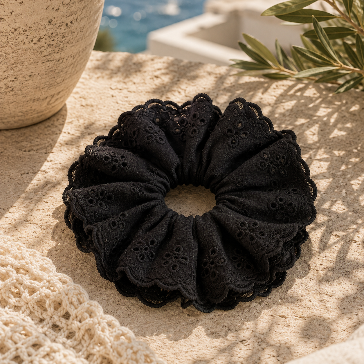 Solid Four-Layer Lace 6.3In Large Scrunchie for Women Girls Sweet Hair Ornament Hair Tie Hair Band Elegant Hair Accessories