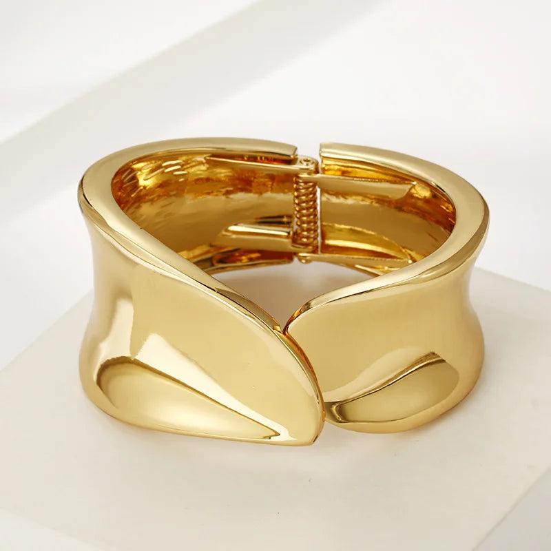 Multi-Style Luxury Gold Color Bangles Bracelet Hip Hop Punk Goth Wide Cuff Bracelets Matching Couple Women Men Emo Party Jewelry