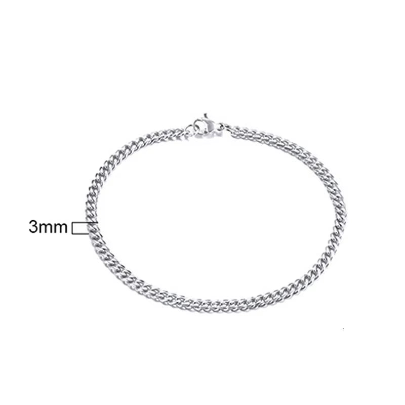 Stainless Steel Chain Bracelet Women, 3Mm to 9Mm Curb Cuban Chain Bangle Gold Color Unisex Wrist Stackable Jewelry