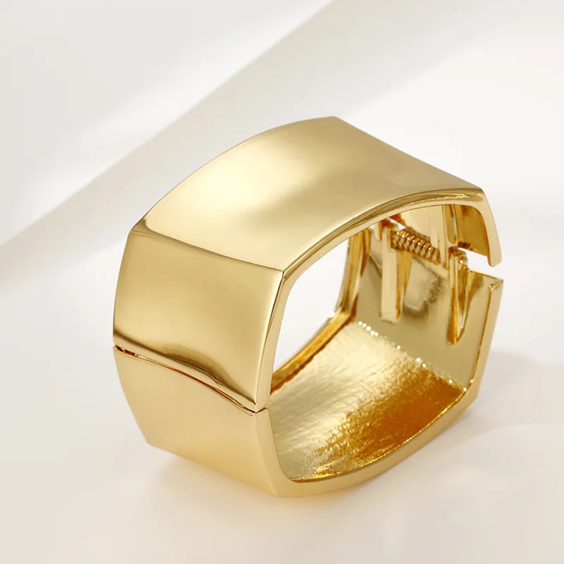 Multi-Style Luxury Gold Color Bangles Bracelet Hip Hop Punk Goth Wide Cuff Bracelets Matching Couple Women Men Emo Party Jewelry