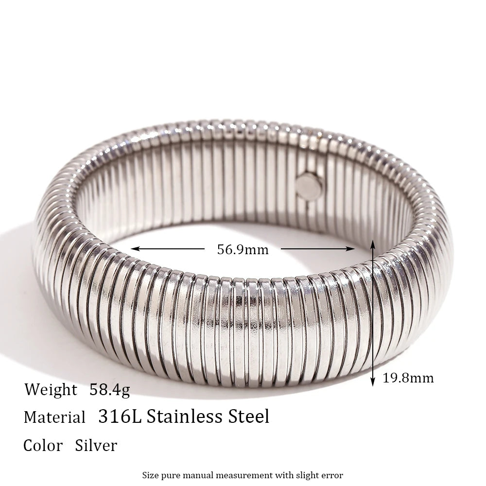 20Mm Chunky Wide 18K Gold Plated Silver Color Arm Wrist Bracelet Bangles Women Pulseras De Acero Inoxidable Para Mujer