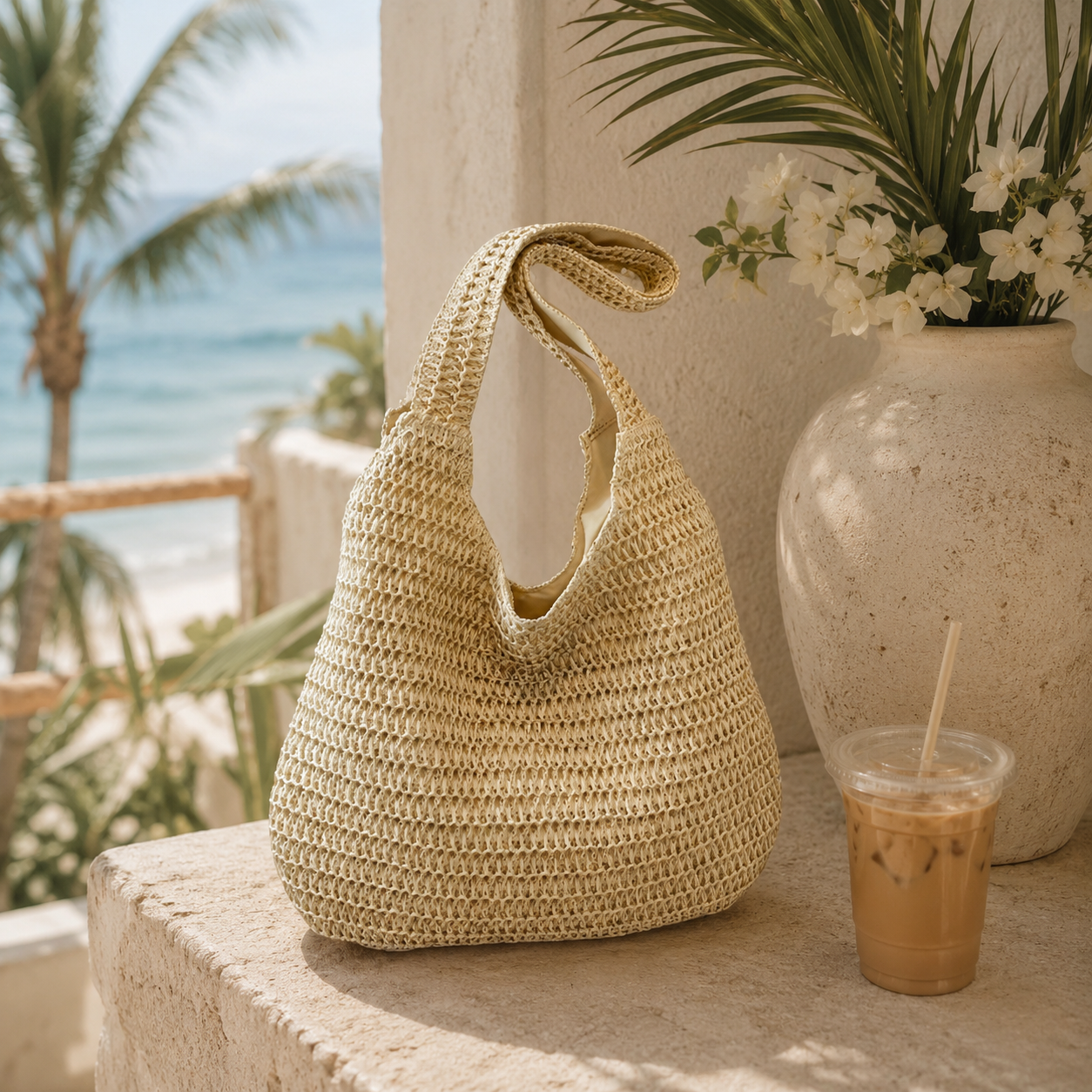 The Everyday Woven Hobo Tote | Coastal Chic Shoulder Bag