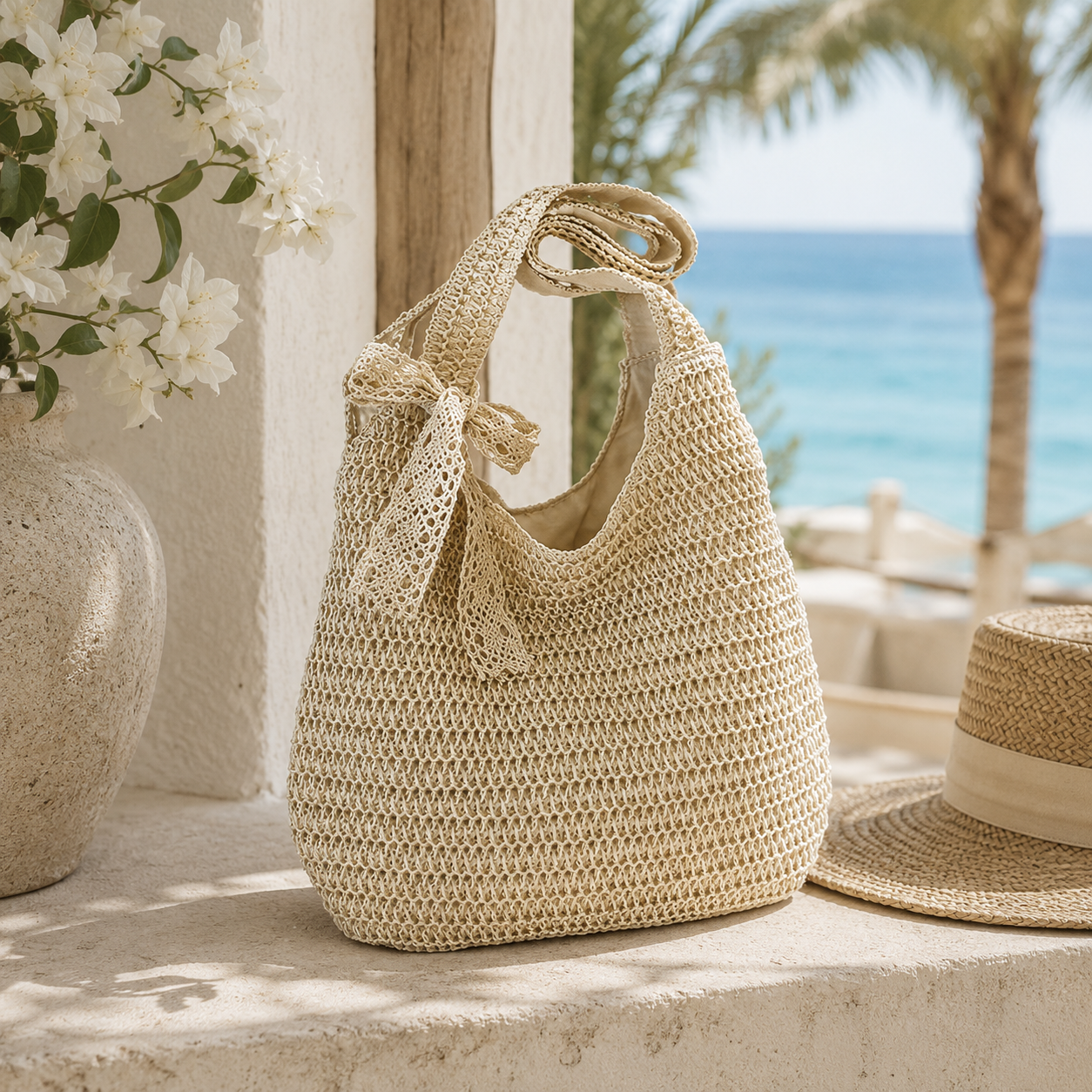 The Everyday Woven Hobo Tote | Coastal Chic Shoulder Bag