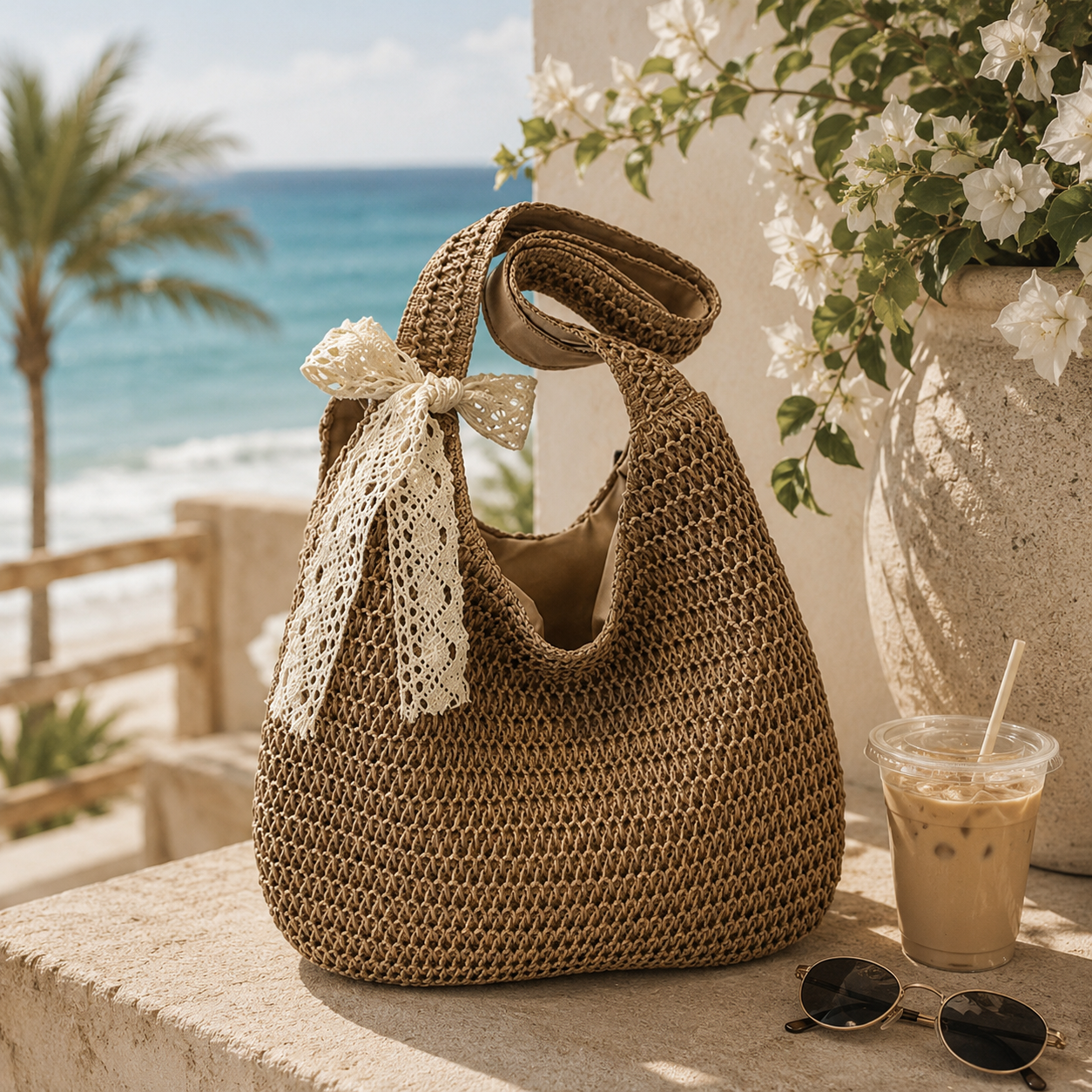 The Everyday Woven Hobo Tote | Coastal Chic Shoulder Bag