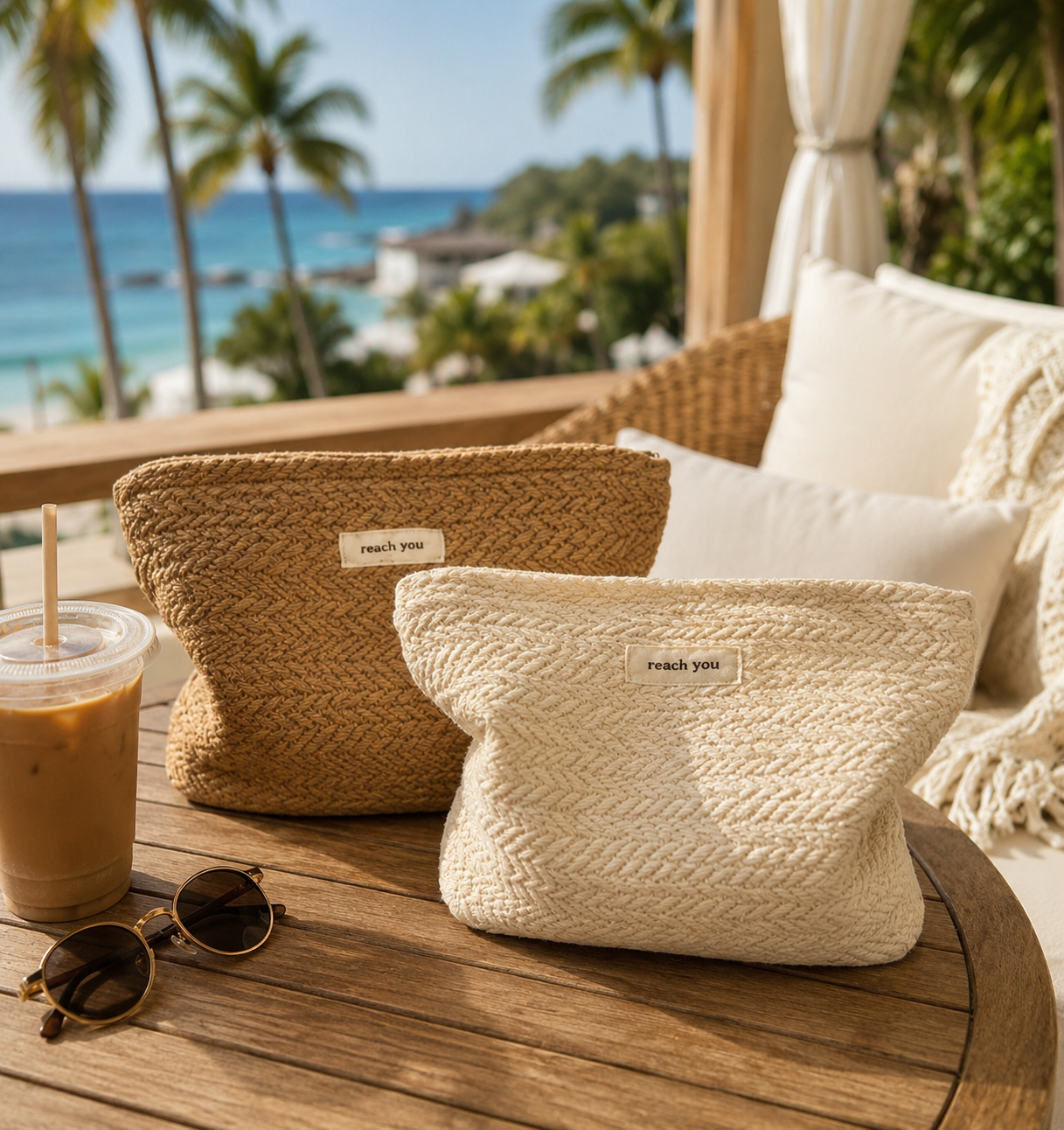Coastal Woven Travel Organizer Pouch | Cosmetic & Toiletry Bag