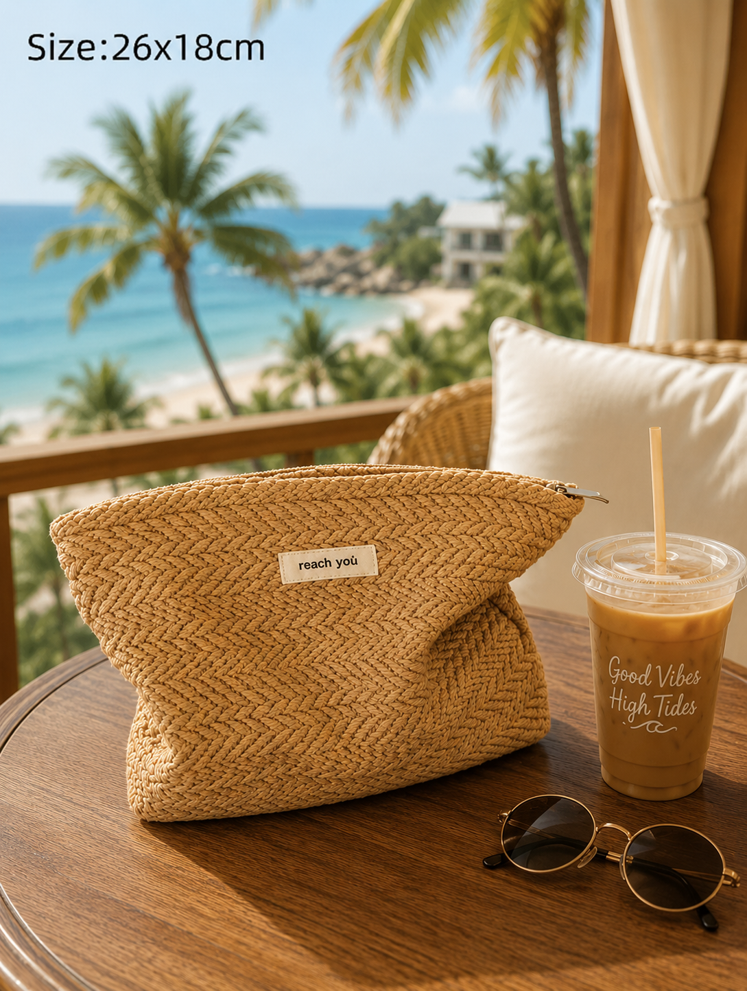 Coastal Woven Travel Organizer Pouch | Cosmetic & Toiletry Bag