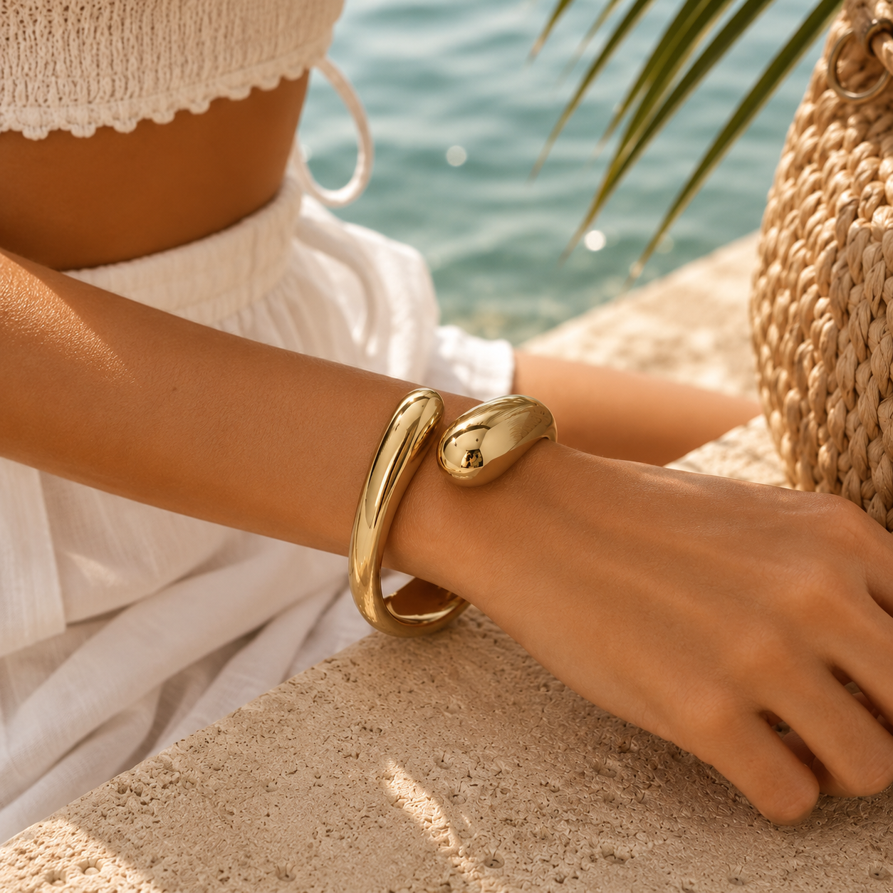 Textured Gold Hinge Bangle Bracelet | Luxury Statement Cuff for Women