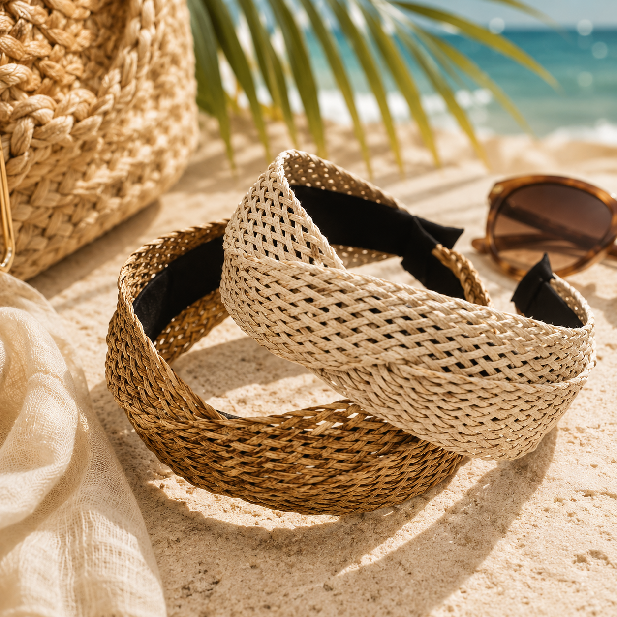 Coastal Raffia Knot Headband | Woven Straw Beach Hair Accessory for Women