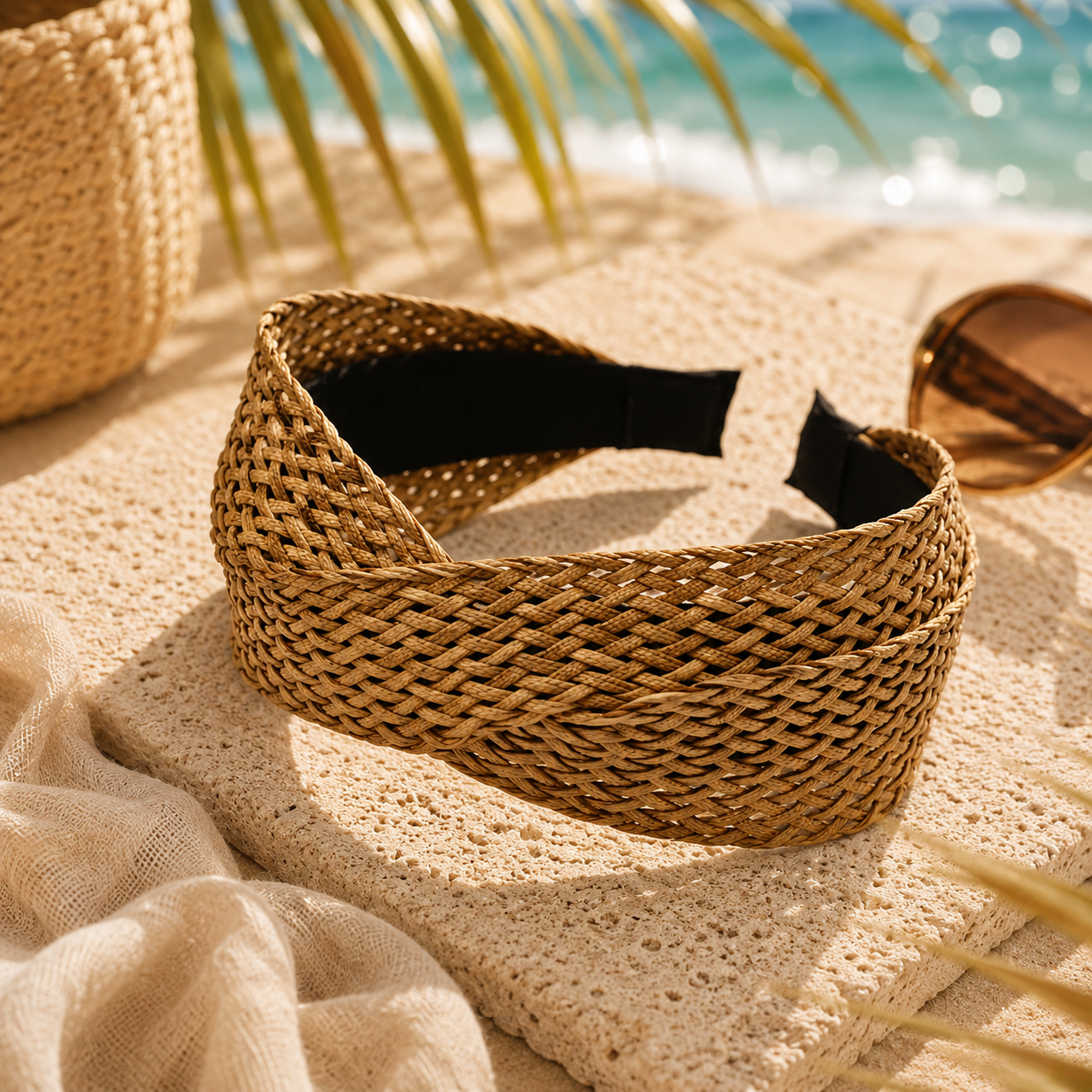 Coastal Raffia Knot Headband | Woven Straw Beach Hair Accessory for Women
