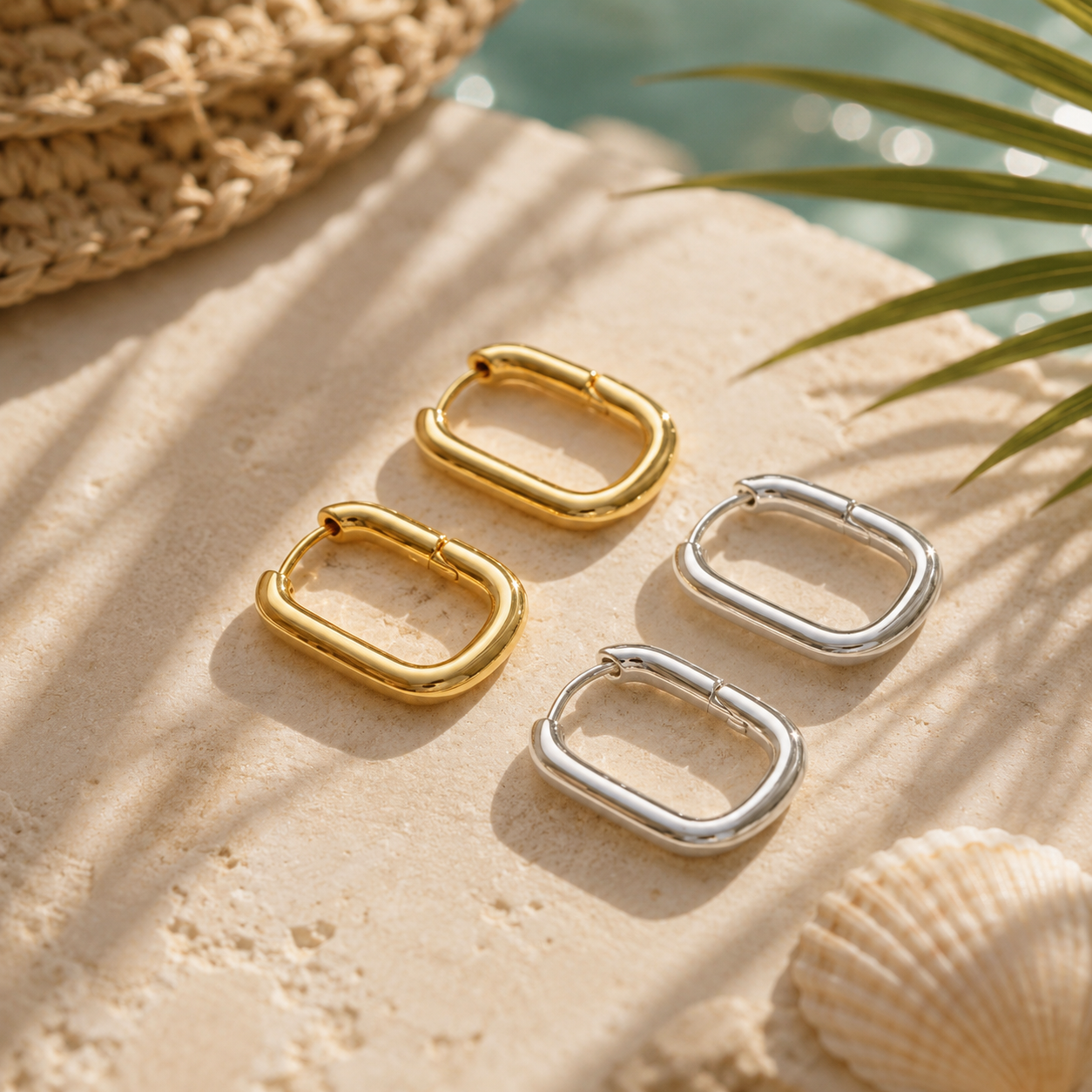Waterproof Chunky Link Hoop Earrings | 18K Gold & Silver Statement Earrings