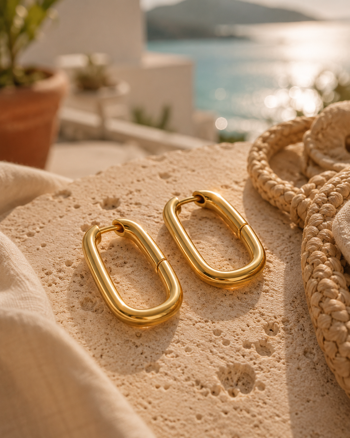 Waterproof Chunky Link Hoop Earrings | 18K Gold & Silver Statement Earrings