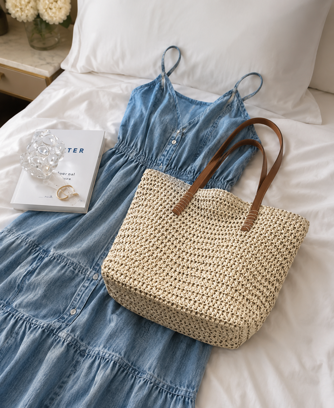 Coastal Woven Tote Bag | Women's Straw Beach Shoulder Bag