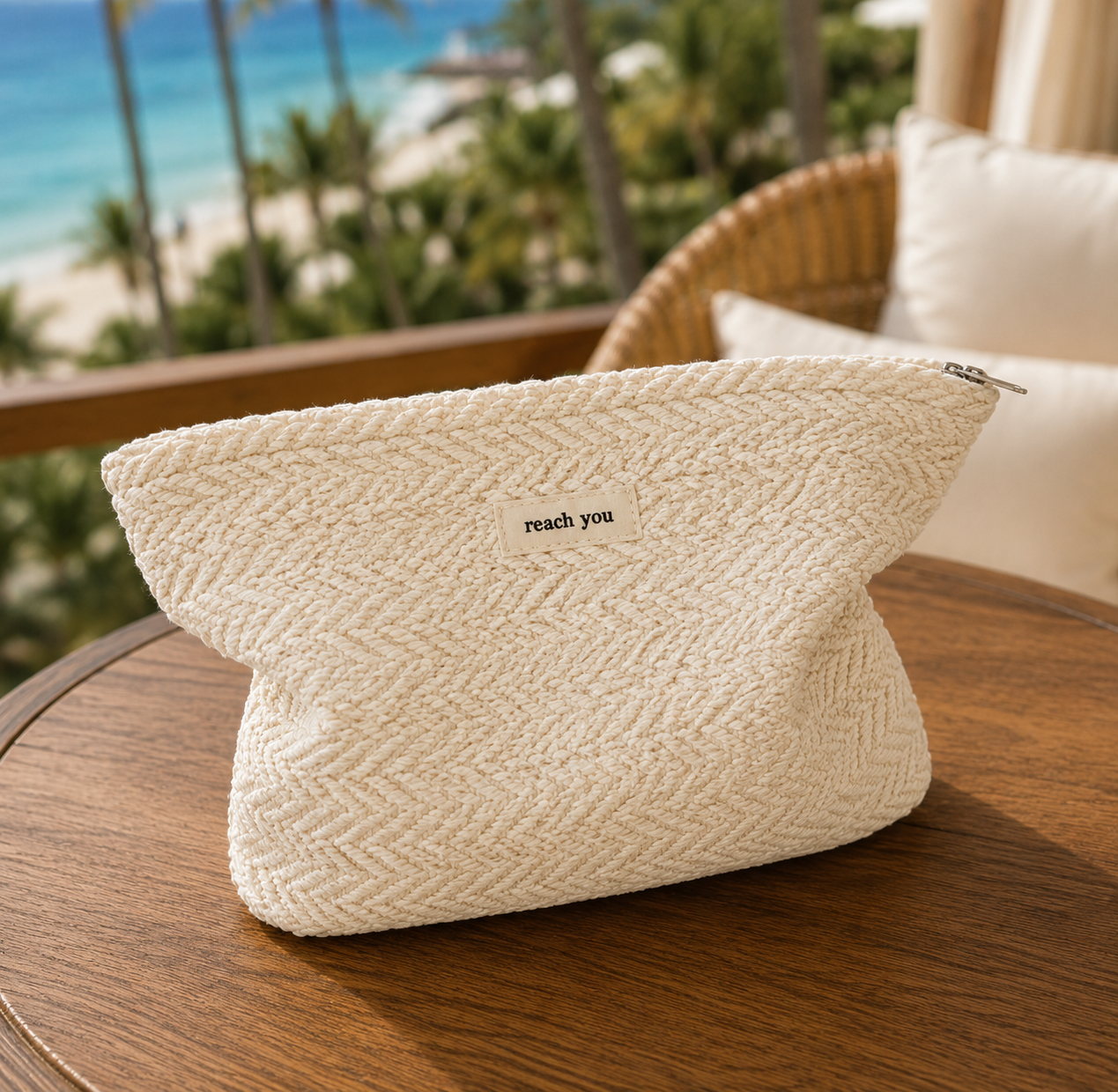 Coastal Woven Travel Organizer Pouch | Cosmetic & Toiletry Bag