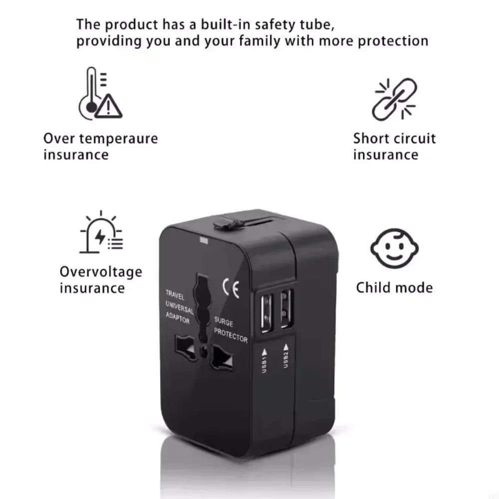 Universal Travel Adapter with Dual USB Charging Ports