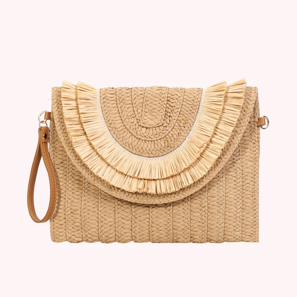 Raffia Straw Weaven Bags Fashion Ladies Wrist Clutches Summer Women Shoulder Crossbody Bags Handmade Handbags Purse Beach bag