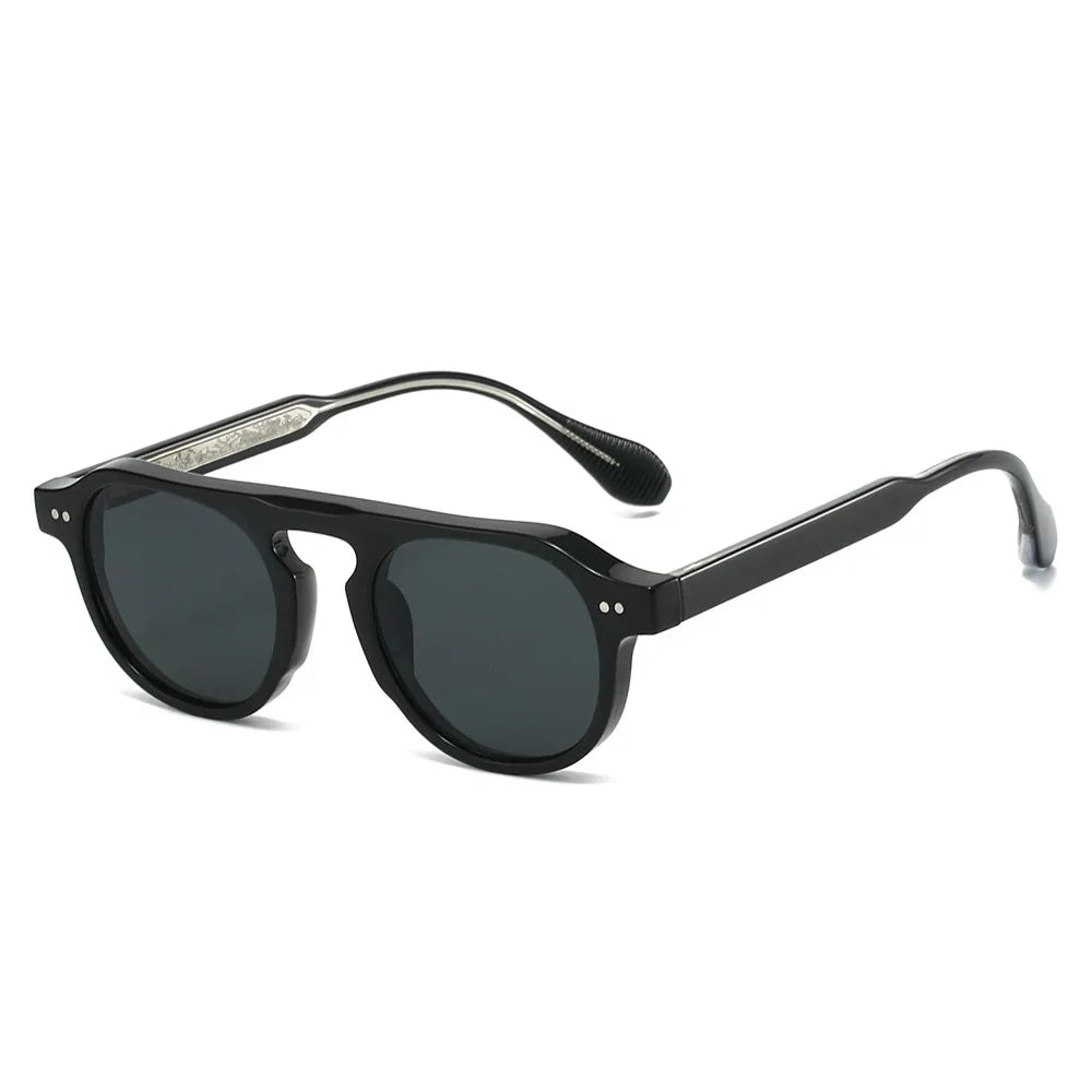 2026 New round Pin Detail Sunglasses - Acetate Frame with Rivets, Cool Street Style Ins Trendy Shades for Men & Women