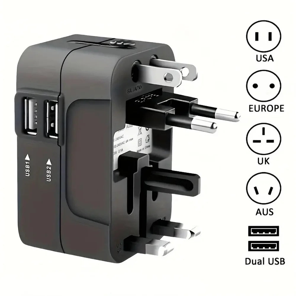 Universal Travel Adapter with Dual USB Charging Ports
