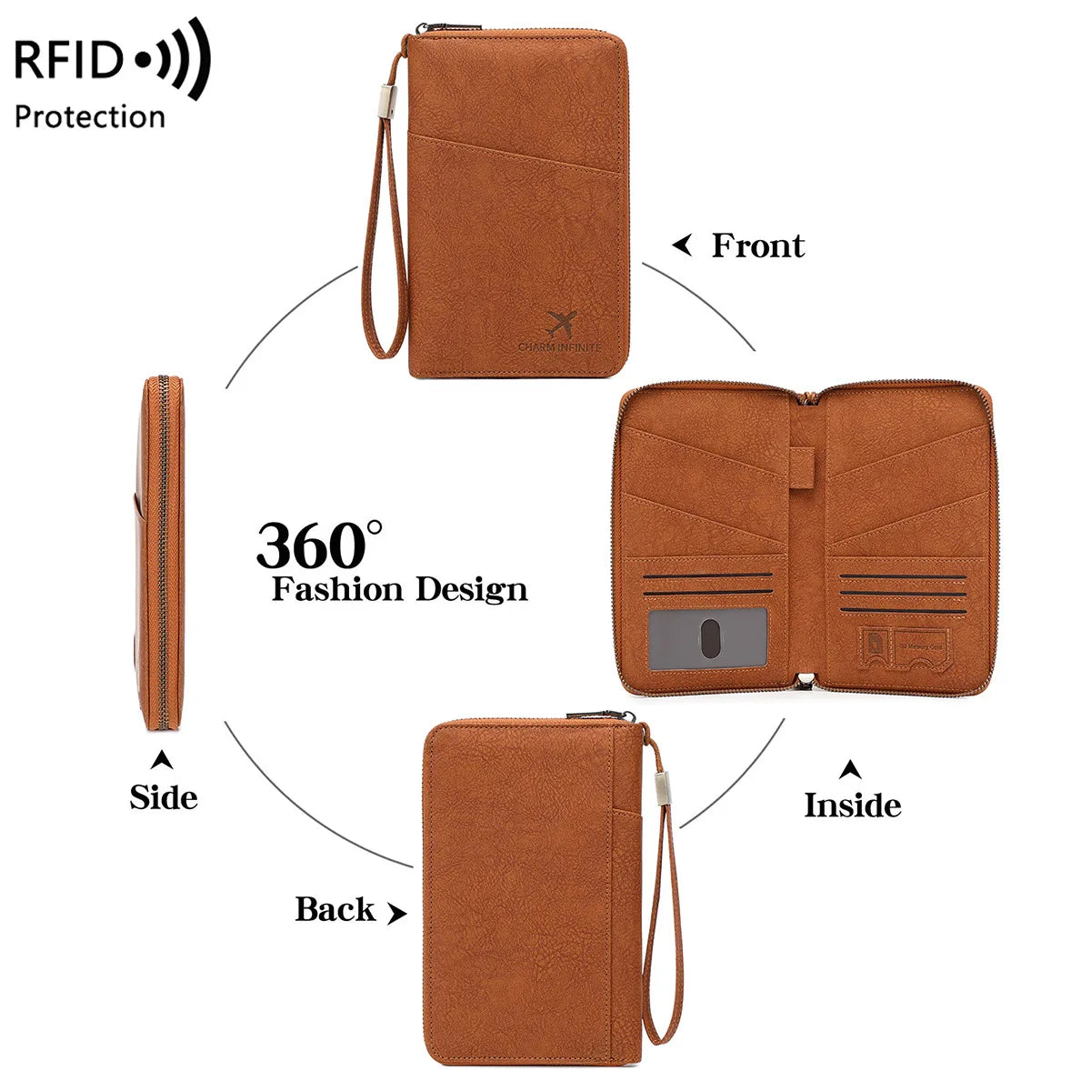 RFID Travel Passport Wallet & Document Organizer