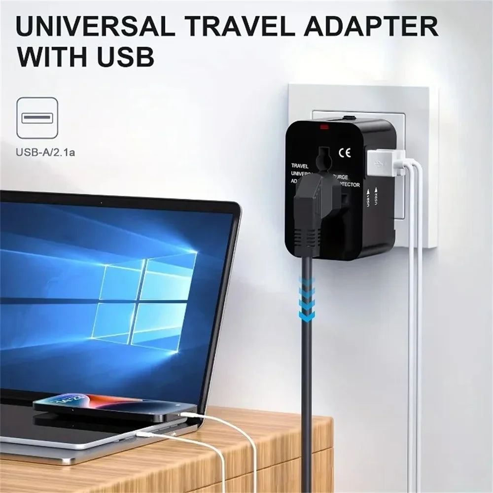 Universal Travel Adapter with Dual USB Charging Ports