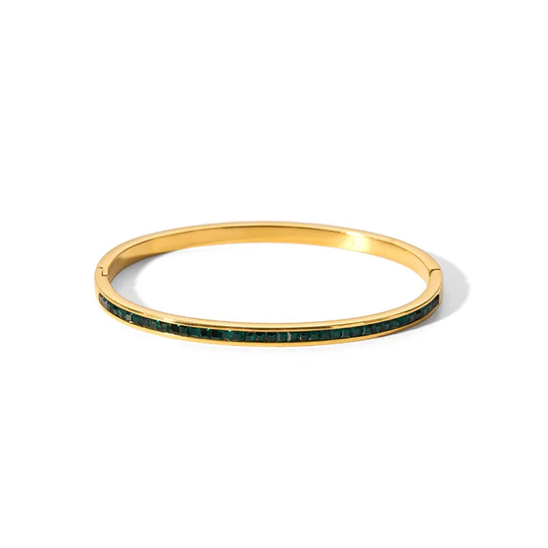 New Waterproof Cubic Zirconia Bangles Stainless Steel Bracelets Tarnish Free Jewelry for Women Factory Wholesales Customize