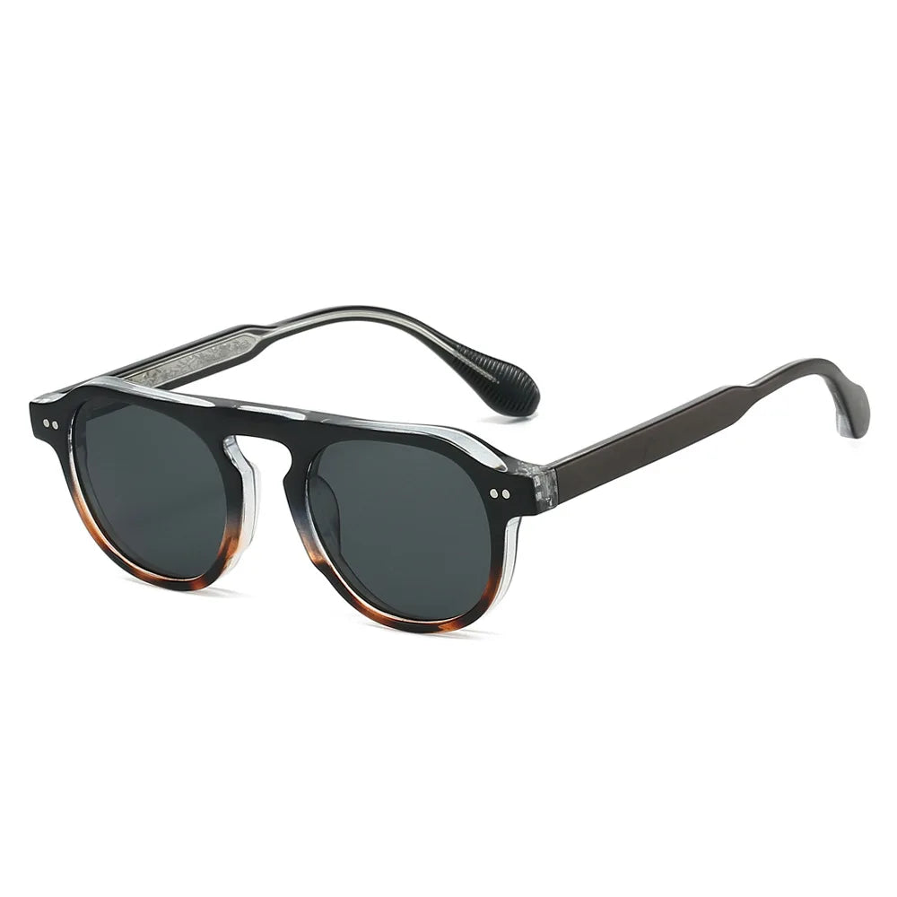 2026 New round Pin Detail Sunglasses - Acetate Frame with Rivets, Cool Street Style Ins Trendy Shades for Men & Women