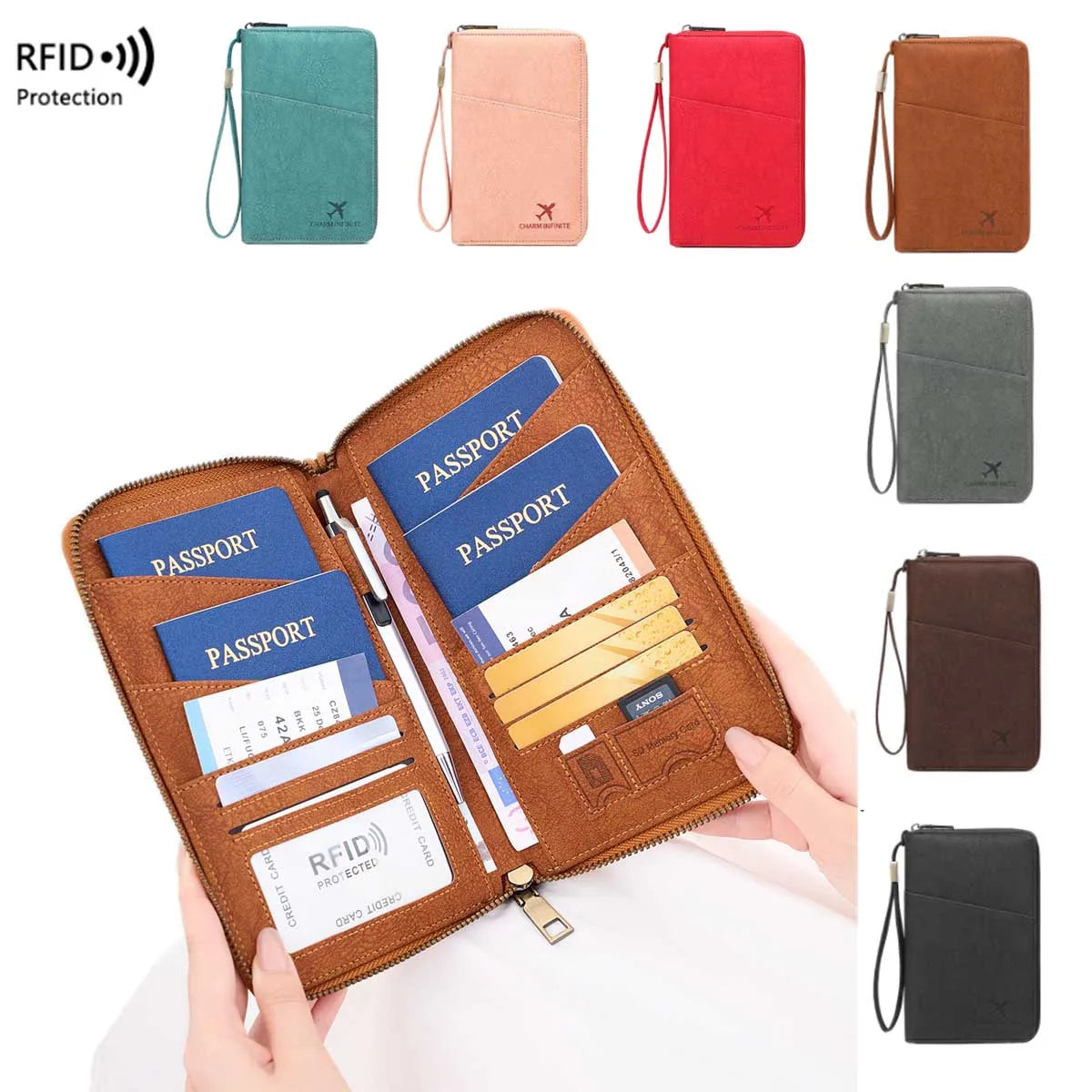 RFID Travel Passport Wallet & Document Organizer