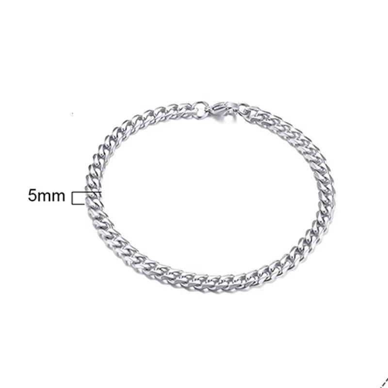 Stainless Steel Chain Bracelet Women, 3Mm to 9Mm Curb Cuban Chain Bangle Gold Color Unisex Wrist Stackable Jewelry