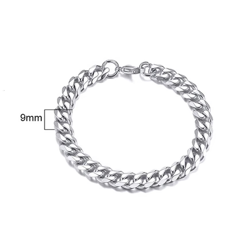 Stainless Steel Chain Bracelet Women, 3Mm to 9Mm Curb Cuban Chain Bangle Gold Color Unisex Wrist Stackable Jewelry